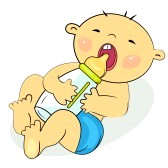 14233112-de-dibujos-animados-pequeno-bebe-comiendo-nino-la-leche-con-la-pintura-del-panal